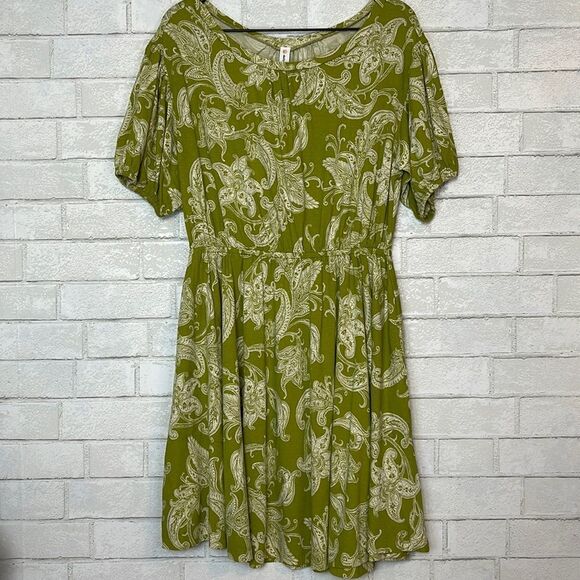 Anthropologie Daily Practice Mini Dress Green Floral Paisley Print S NWT - Picture 4 of 11